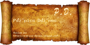 Pápics Dénes névjegykártya