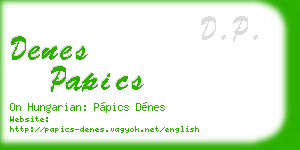 denes papics business card